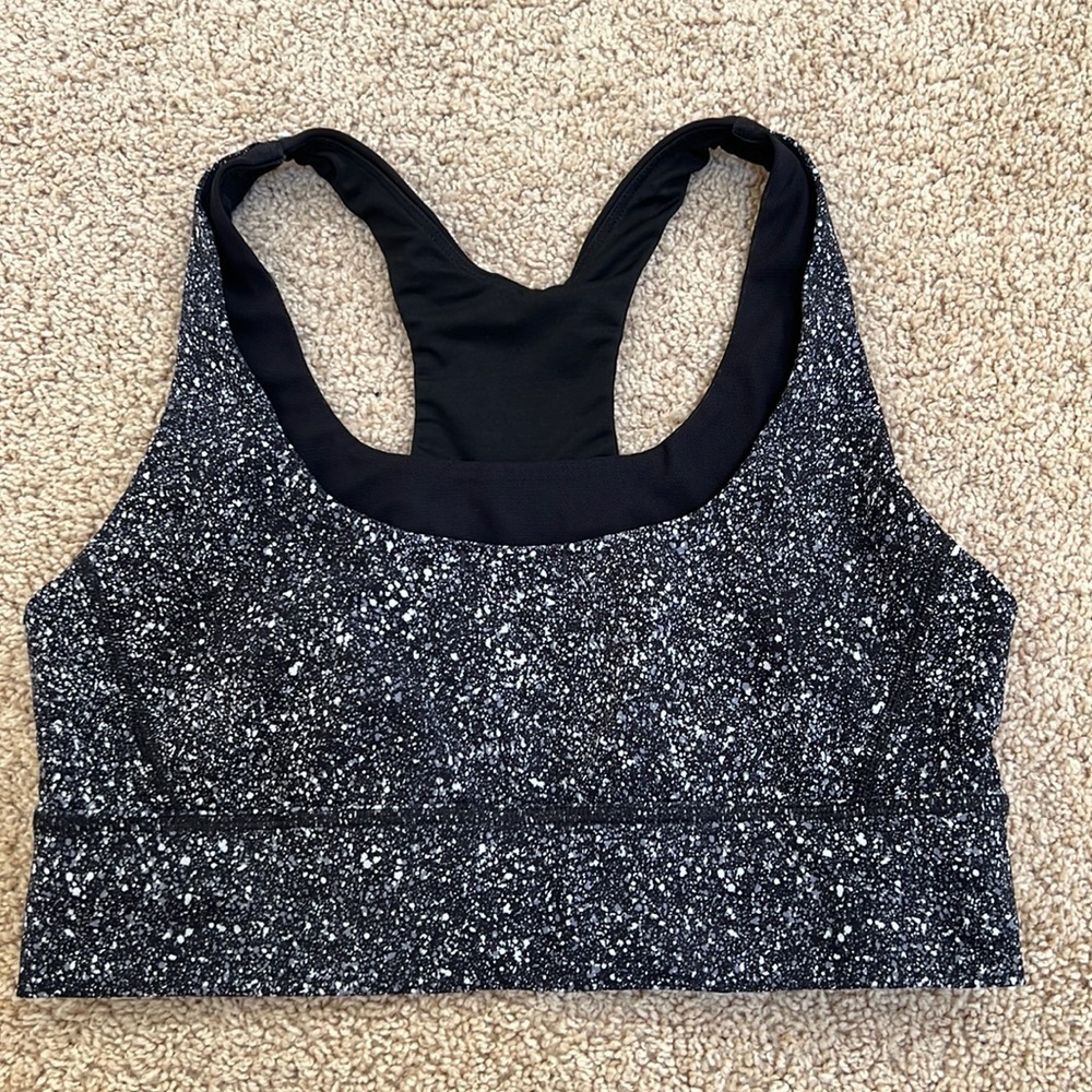 Lululemon Athletica SZ12, black/white racerback non padded sports bra.